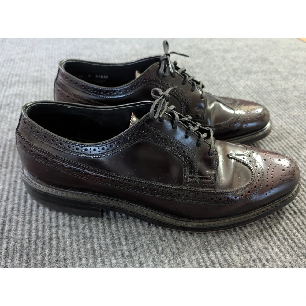 Florsheim Imperial Kenmoor Longwing Wingtip Oxford Shoes Men 12 Burgundy Leather